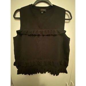 Ann Taylor Black Sweater Vest with Ruffles